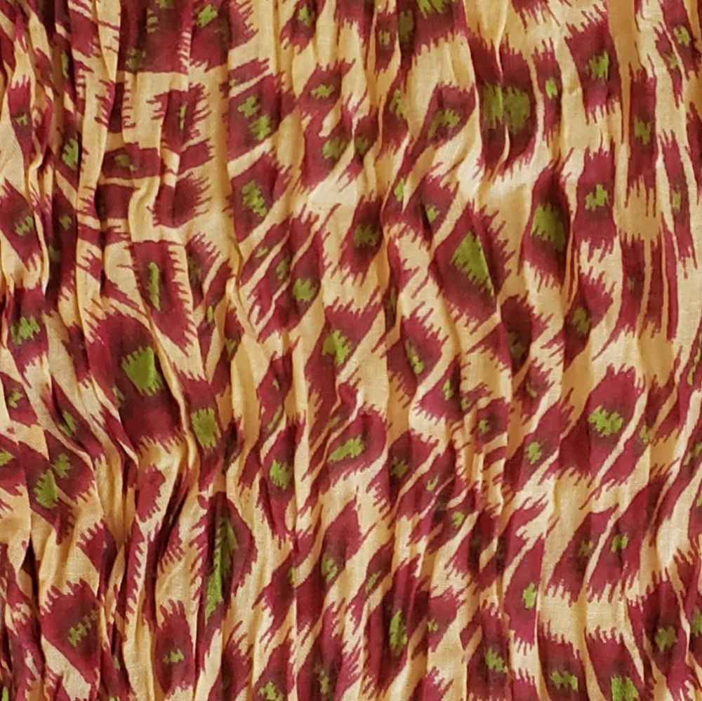 Vtg Patterned Scarf In Camel, Rust, & Green. - image 3